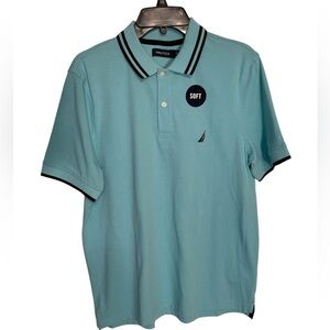 Nautica classic fit solid Aqua Blue Polo sz S